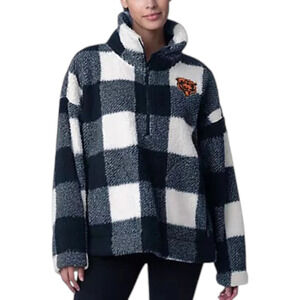 NFL Women's Buffalo Plaid Half Zip Pullover Bears - Regular